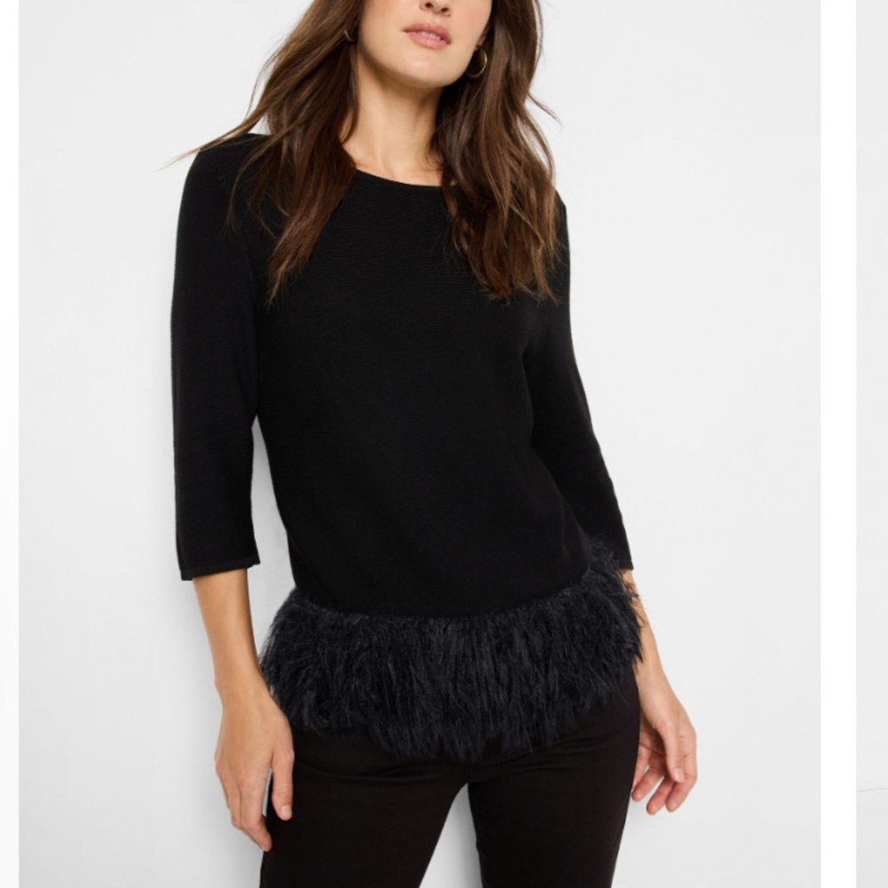 NIC + ZOE Feather Fringe Sweater Size Small